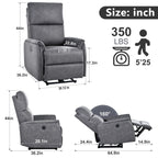 Fauteuil inclinable électrique en similicuir gris foncé avec ports USB et coussin épais pour le salon