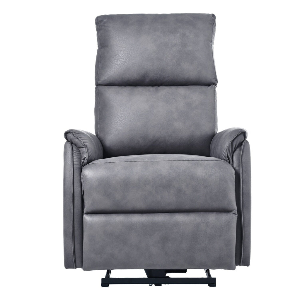 Fauteuil inclinable électrique en similicuir gris foncé avec ports USB et coussin épais pour le salon