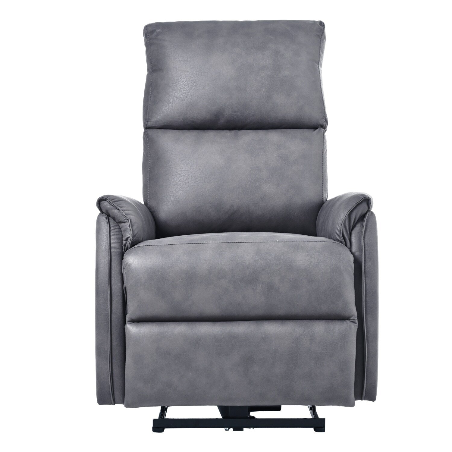 Fauteuil inclinable électrique en similicuir gris foncé avec ports USB et coussin épais pour le salon