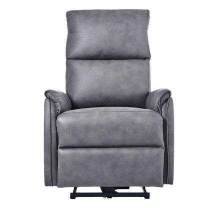 Fauteuil inclinable électrique en similicuir gris foncé avec ports USB et coussin épais pour le salon