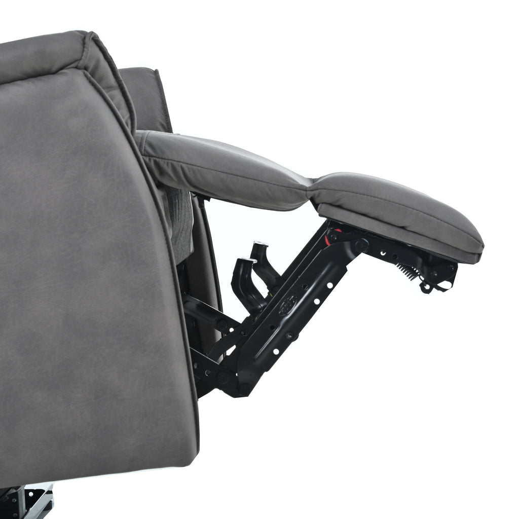 Fauteuil inclinable électrique en similicuir gris foncé avec ports USB et coussin épais pour le salon