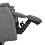 Fauteuil inclinable électrique en similicuir gris foncé avec ports USB et coussin épais pour le salon