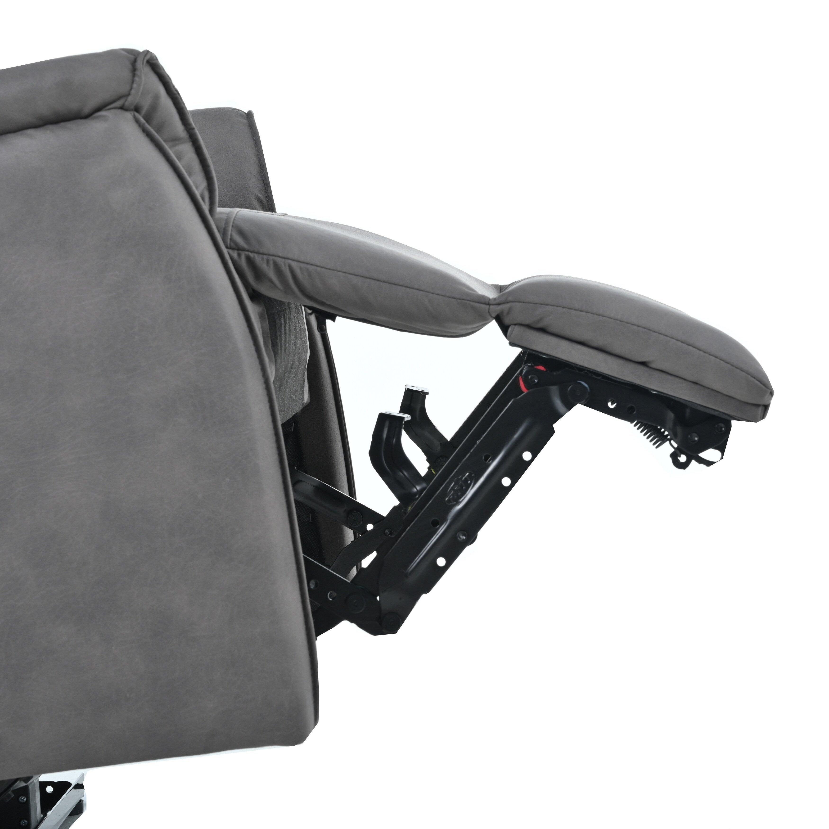 Fauteuil inclinable électrique en similicuir gris foncé avec ports USB et coussin épais pour le salon
