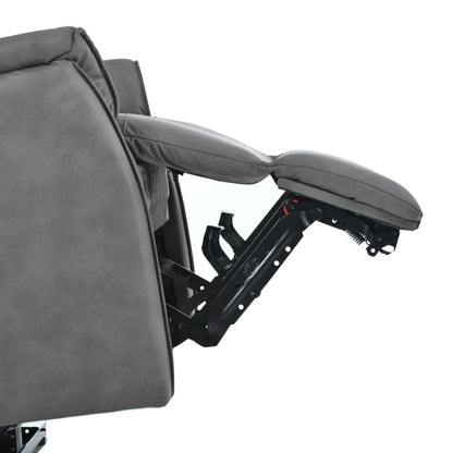 Fauteuil inclinable électrique en similicuir gris foncé avec ports USB et coussin épais pour le salon