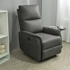 Fauteuil inclinable électrique en similicuir gris foncé avec ports USB et coussin épais pour le salon