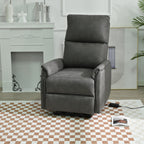 Fauteuil inclinable électrique en similicuir gris foncé avec ports USB et coussin épais pour le salon