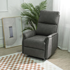 Fauteuil inclinable électrique en similicuir gris foncé avec ports USB et coussin épais pour le salon
