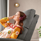 Fauteuil inclinable électrique en similicuir gris foncé avec ports USB et coussin épais pour le salon