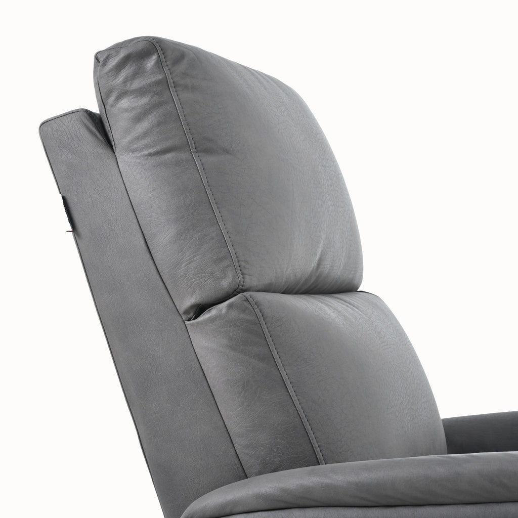 Fauteuil inclinable électrique en similicuir gris foncé avec ports USB et coussin épais pour le salon