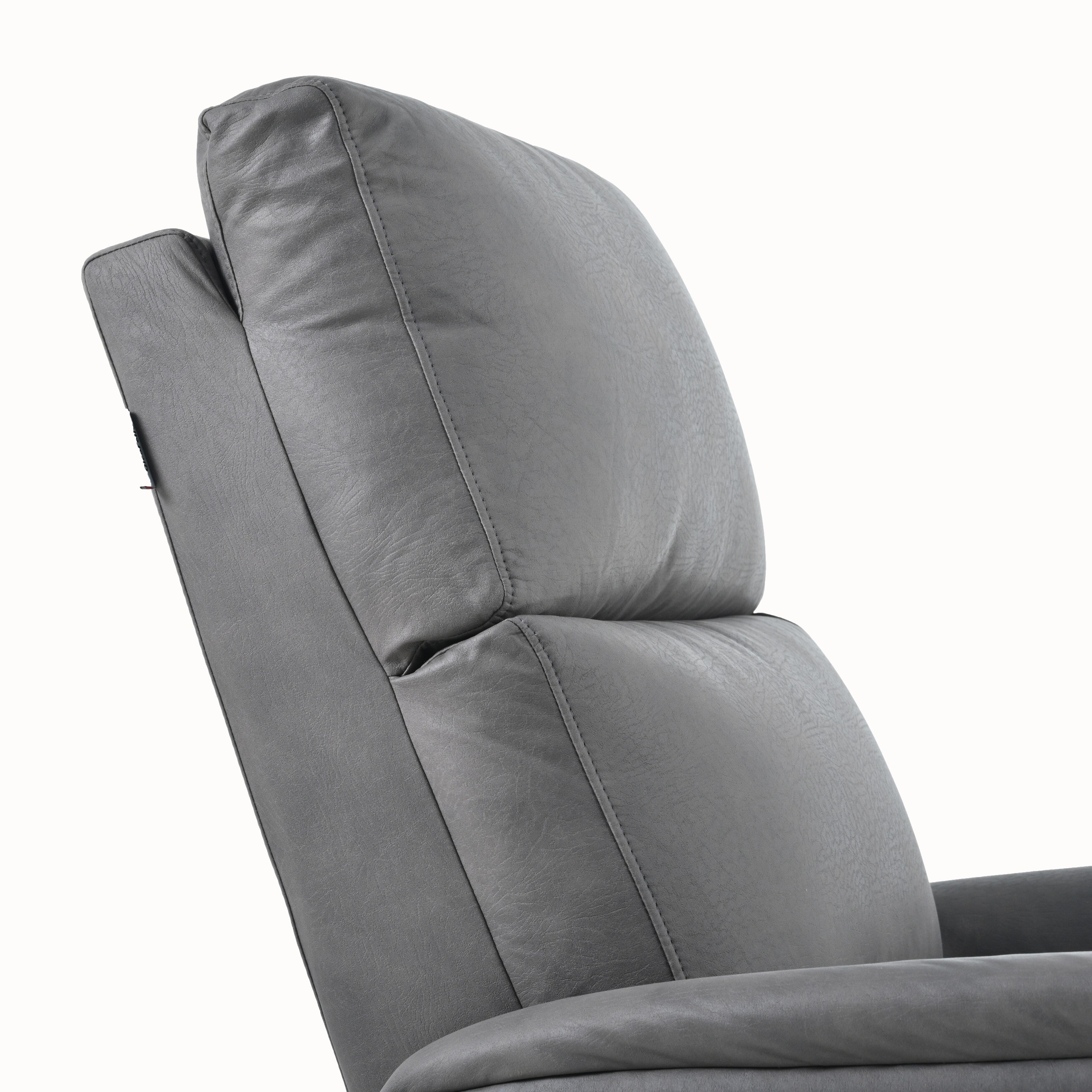 Fauteuil inclinable électrique en similicuir gris foncé avec ports USB et coussin épais pour le salon
