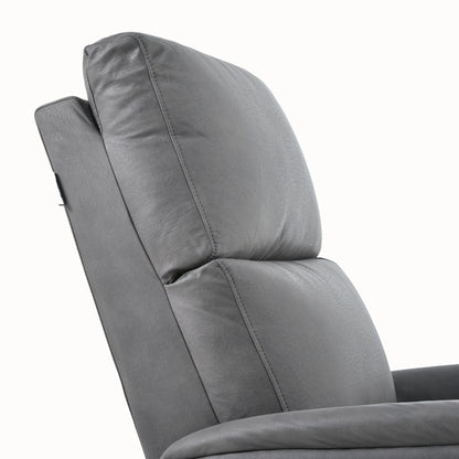 Fauteuil inclinable électrique en similicuir gris foncé avec ports USB et coussin épais pour le salon