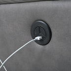 Fauteuil inclinable électrique en similicuir gris foncé avec ports USB et coussin épais pour le salon