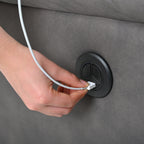 Fauteuil inclinable électrique en similicuir gris foncé avec ports USB et coussin épais pour le salon