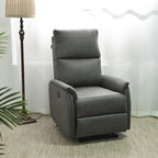 Fauteuil inclinable électrique en similicuir gris foncé avec ports USB et coussin épais pour le salon