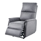 Fauteuil inclinable électrique en similicuir gris foncé avec ports USB et coussin épais pour le salon