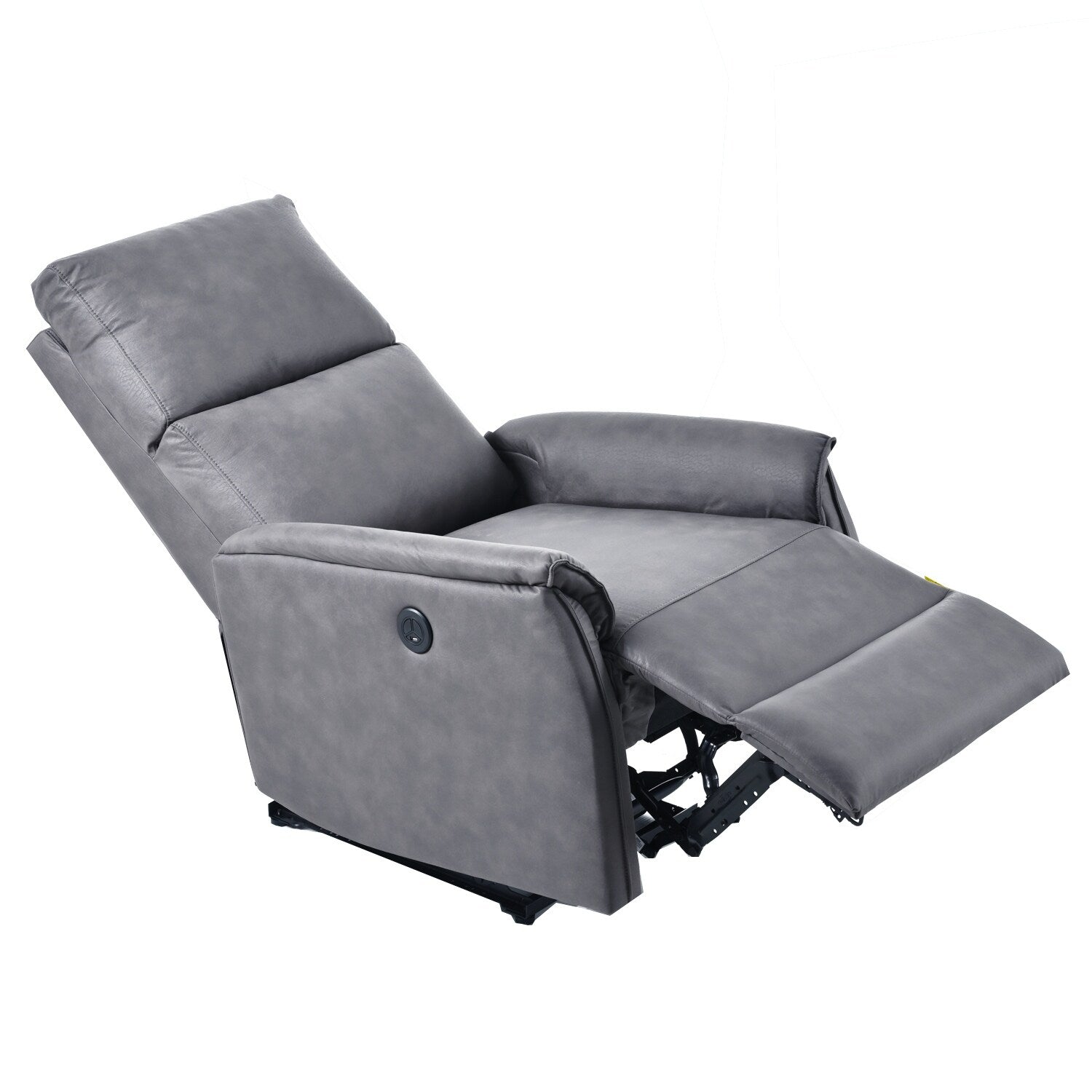 Fauteuil inclinable électrique en similicuir gris foncé avec ports USB et coussin épais pour le salon