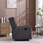 Fauteuil inclinable manuel pivotant à 360° en lin gris foncé avec dossier capitonné et repose-pieds pour salon et chambre