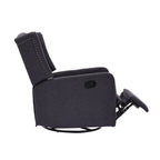 Fauteuil inclinable manuel pivotant à 360° en lin gris foncé avec dossier capitonné et repose-pieds pour salon et chambre