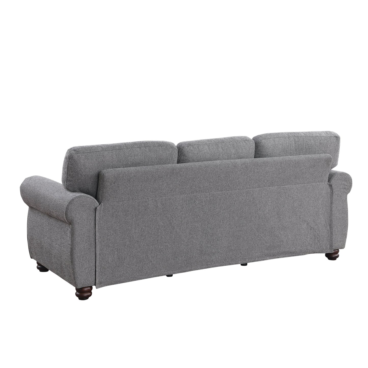 Canapé 3 places en chenille douce gris foncé avec structure en bois massif - 34,40 x 84,60 x 33,85