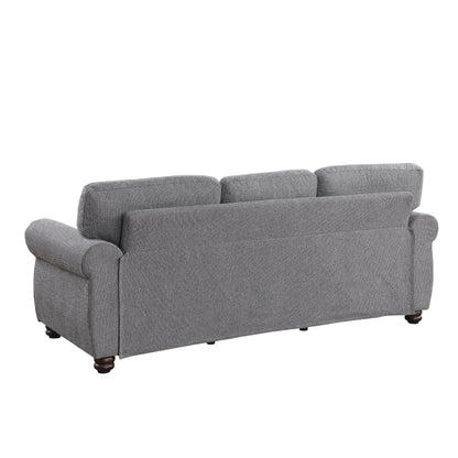 Canapé 3 places en chenille douce gris foncé avec structure en bois massif - 34,40 x 84,60 x 33,85