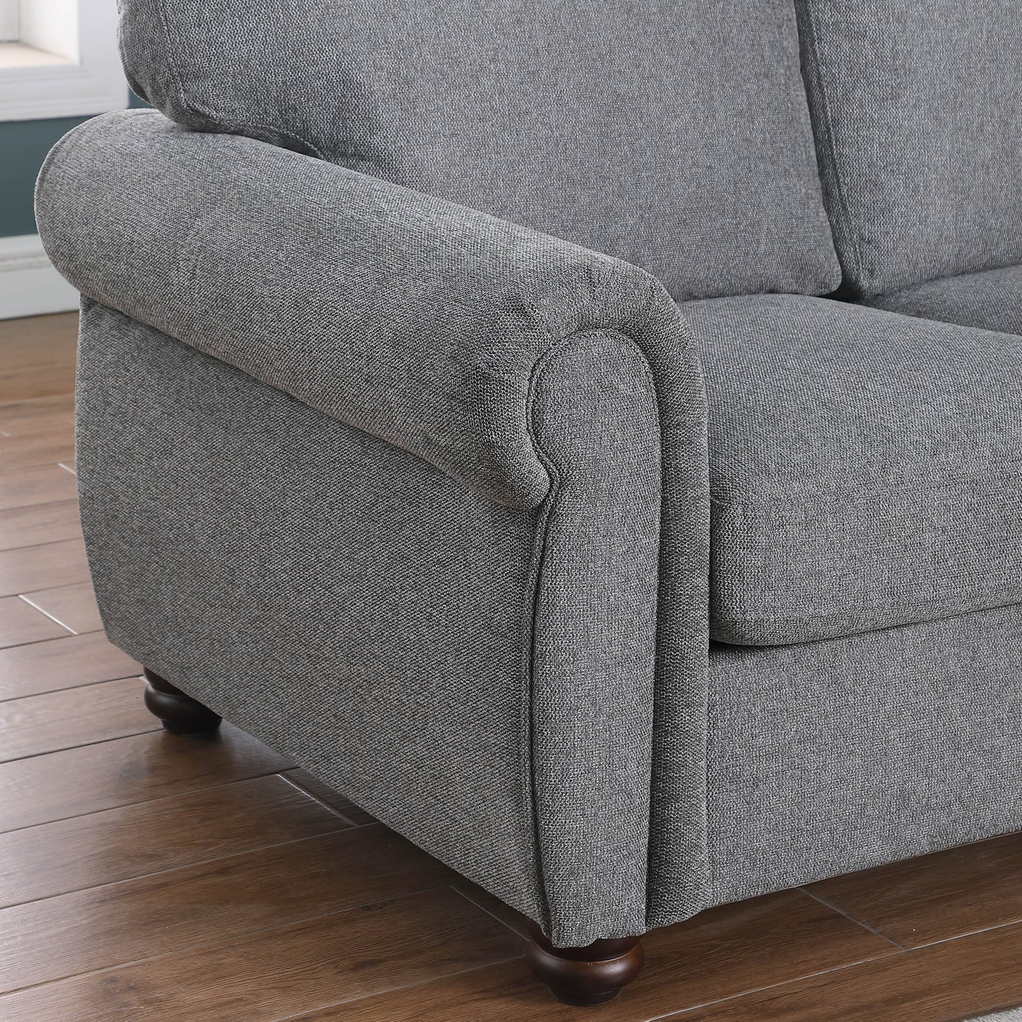 Canapé 3 places en chenille douce gris foncé avec structure en bois massif - 34,40 x 84,60 x 33,85