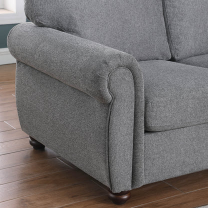 Canapé 3 places en chenille douce gris foncé avec structure en bois massif - 34,40 x 84,60 x 33,85