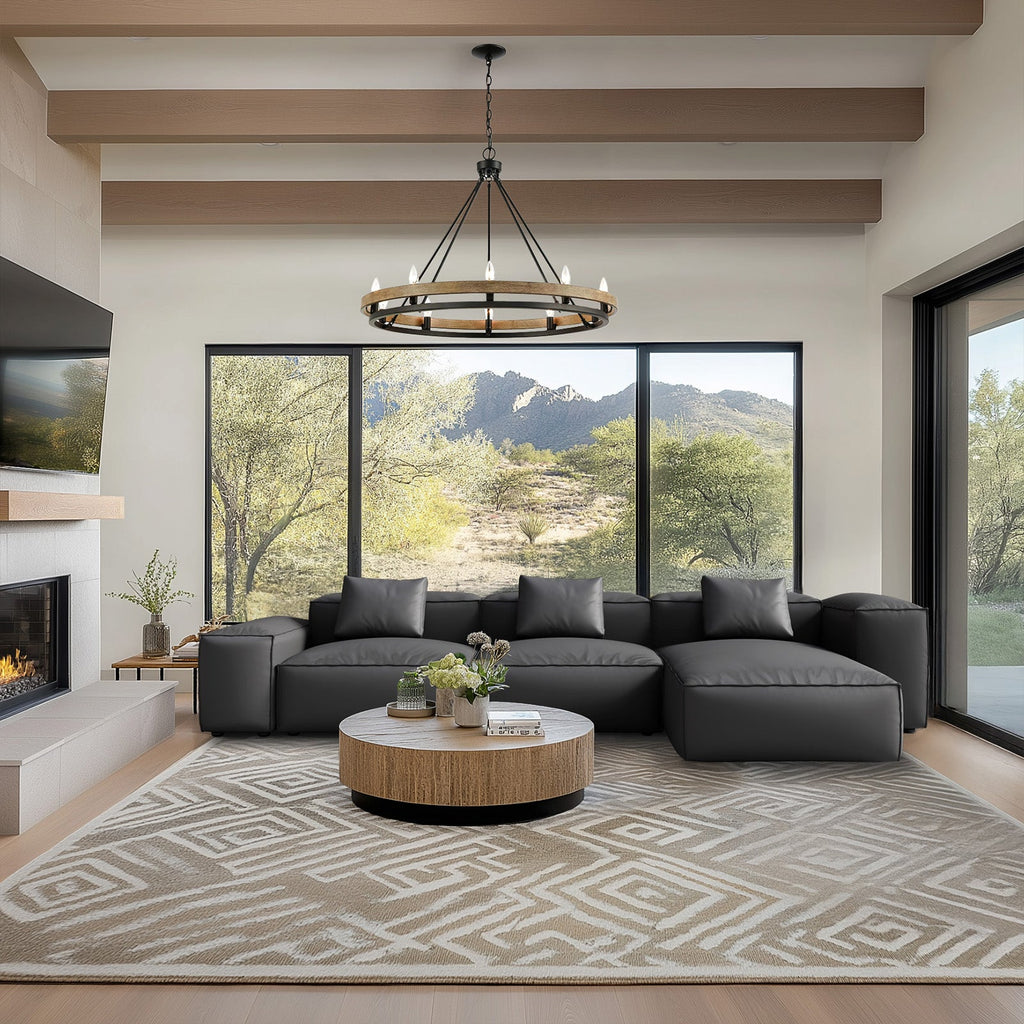 Cube Modular Brown Genuine Leather Sectional