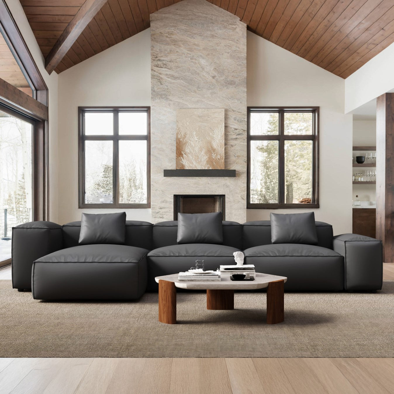 Cube Modular Brown Genuine Leather Sectional