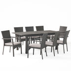 Ensemble de salle à manger extensible Davenport Outdoor 9 pièces en bois et osier par Christopher Knight Home