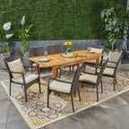 Ensemble de salle à manger extensible Davenport Outdoor 9 pièces en bois et osier par Christopher Knight Home