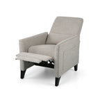 Fauteuil inclinable Davy Pushback, garniture cloutée, bois de bouleau, tissu gris