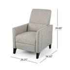 Fauteuil inclinable Davy Pushback, garniture cloutée, bois de bouleau, tissu gris