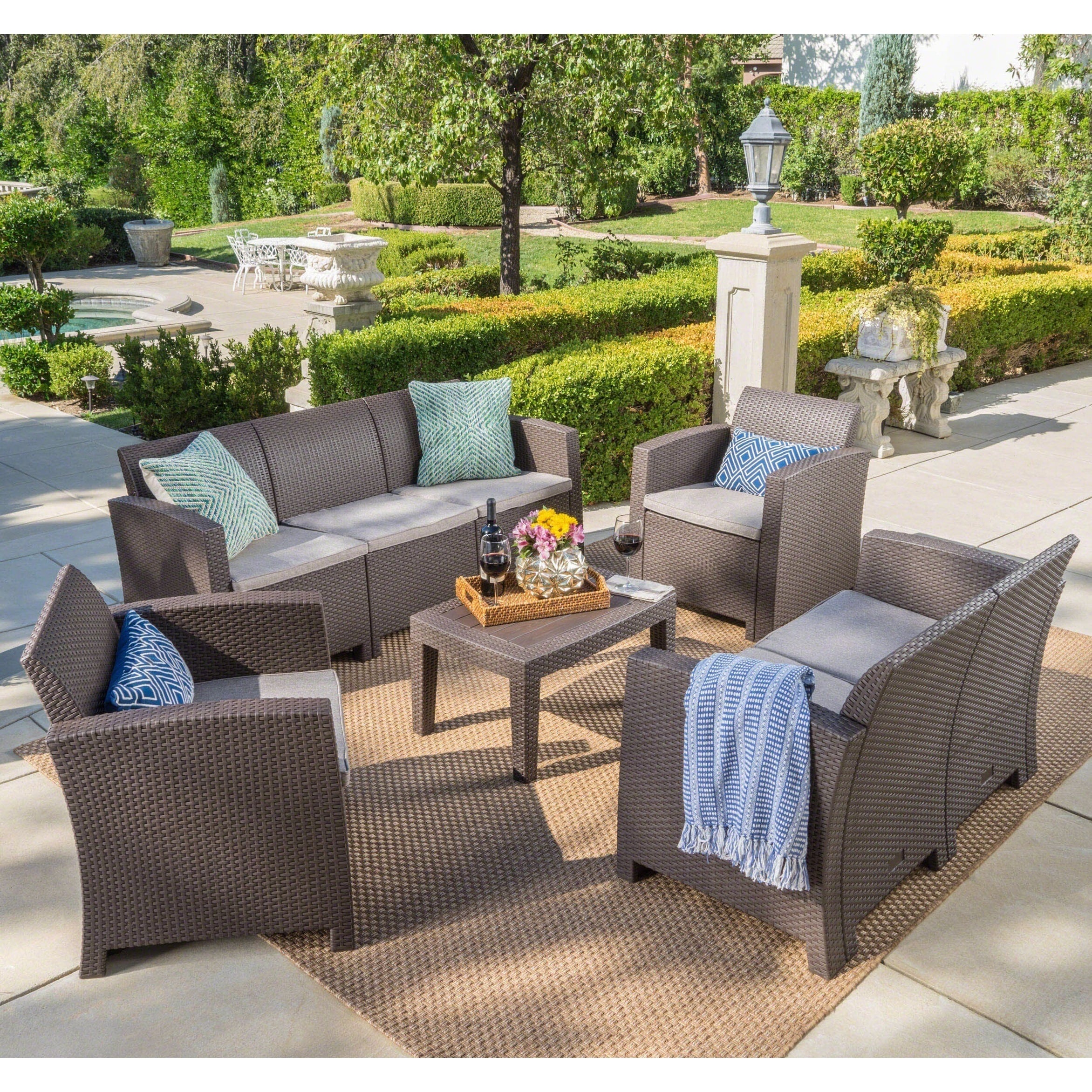 Ensemble de conversation d'extérieur en osier Daytona par Christopher Knight Home