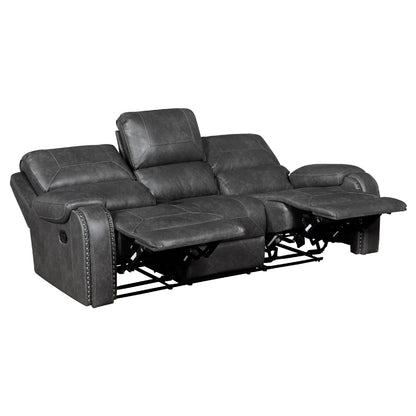 Canapé inclinable Dean, capitonné, similicuir gris, 220 cm