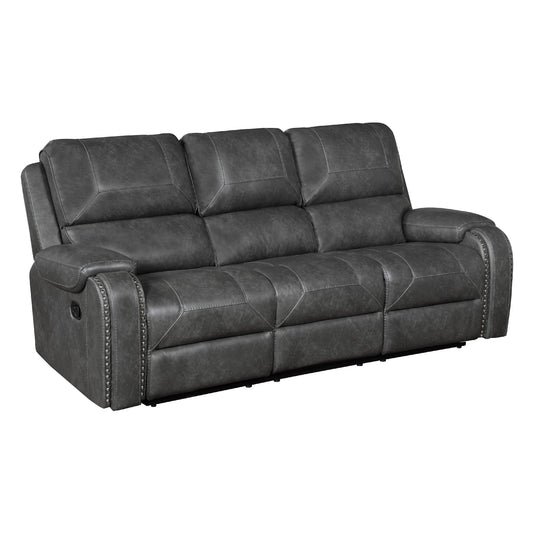 Canapé inclinable Dean, capitonné, similicuir gris, 220 cm