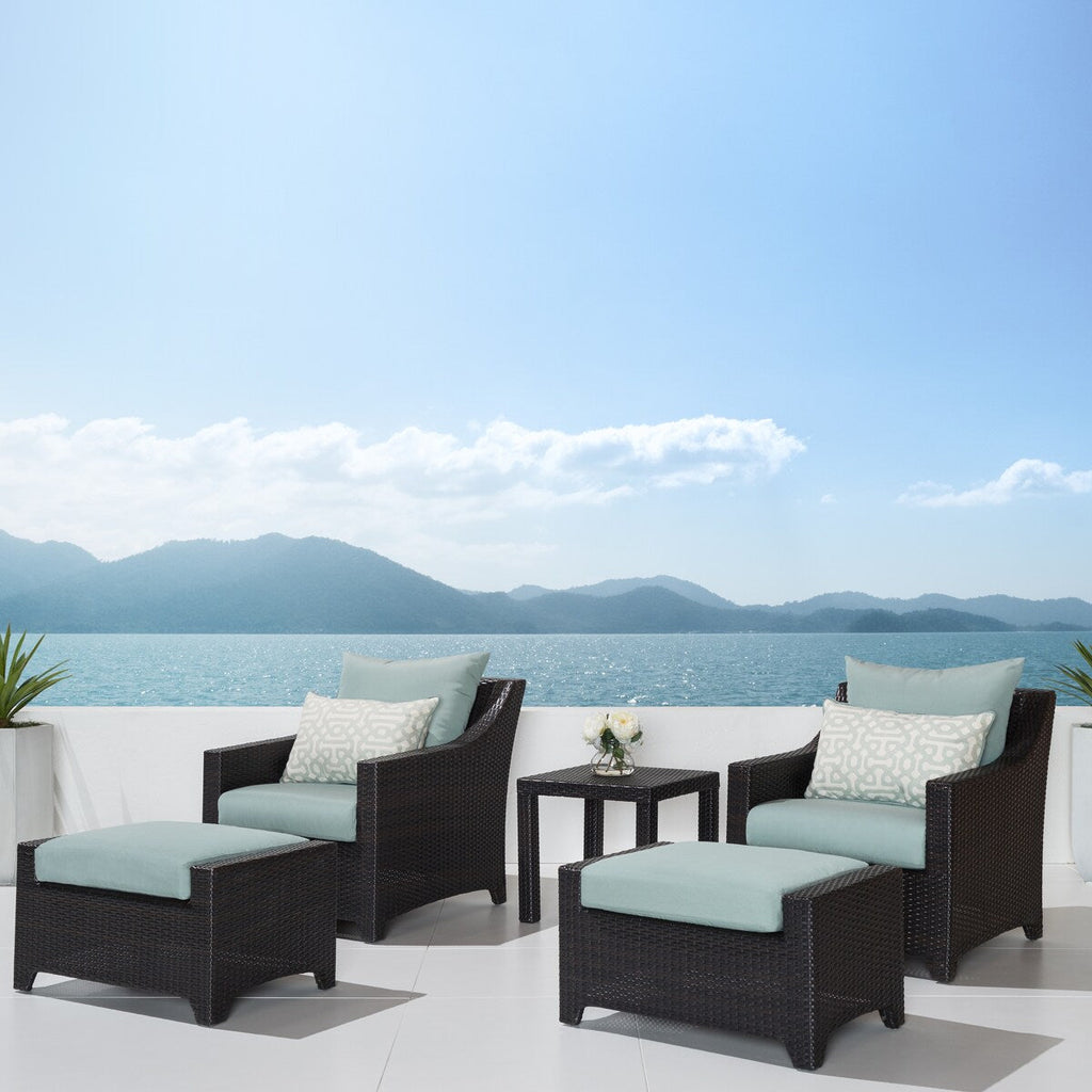 Ensemble de 5 fauteuils club et poufs d'extérieur Deco Sunbrella