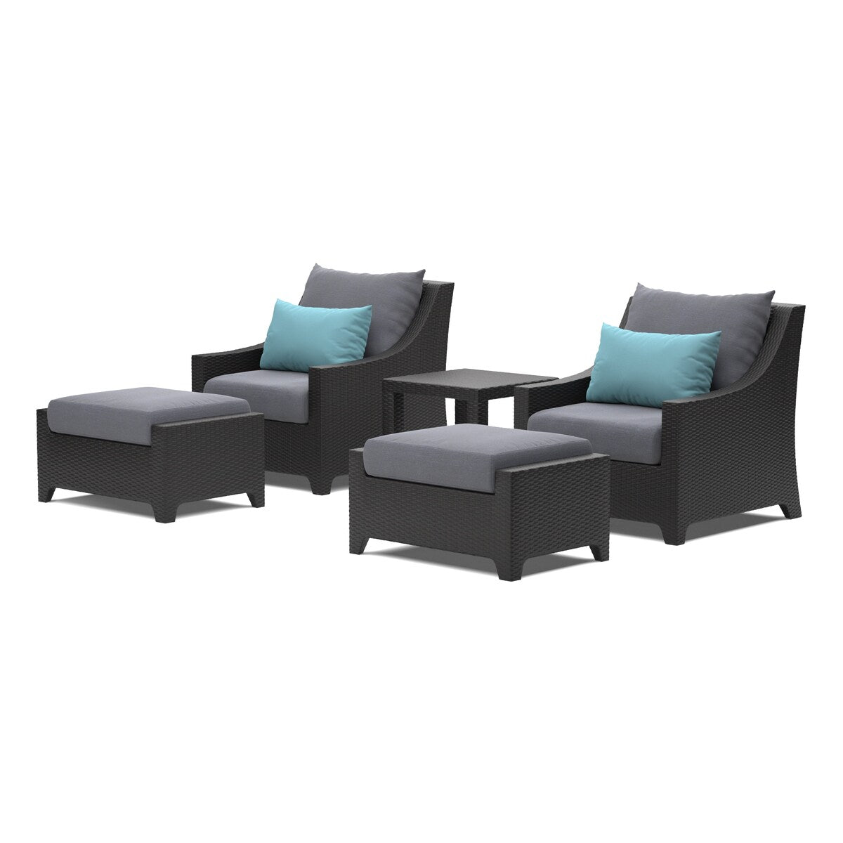 Ensemble de 5 fauteuils club et poufs d'extérieur Deco Sunbrella