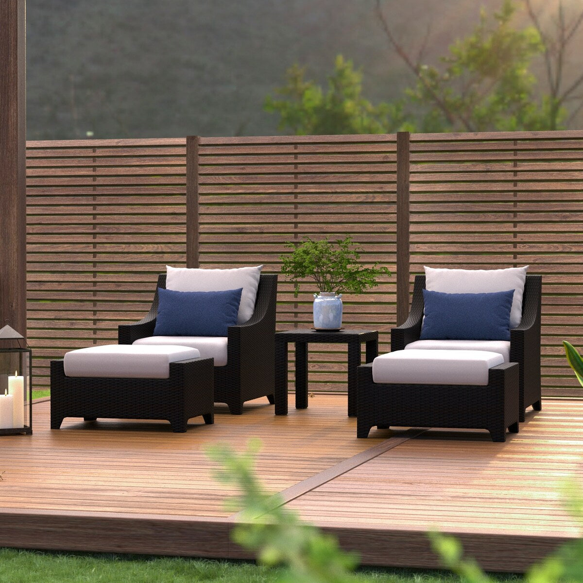 Ensemble de 5 fauteuils club et poufs d'extérieur Deco Sunbrella
