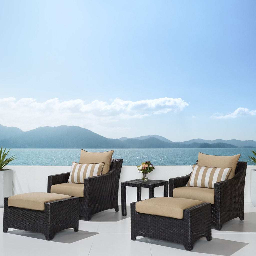 Ensemble de 5 fauteuils club et poufs d'extérieur Deco Sunbrella