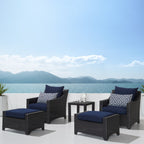 Ensemble de 5 fauteuils club et poufs d'extérieur Deco Sunbrella