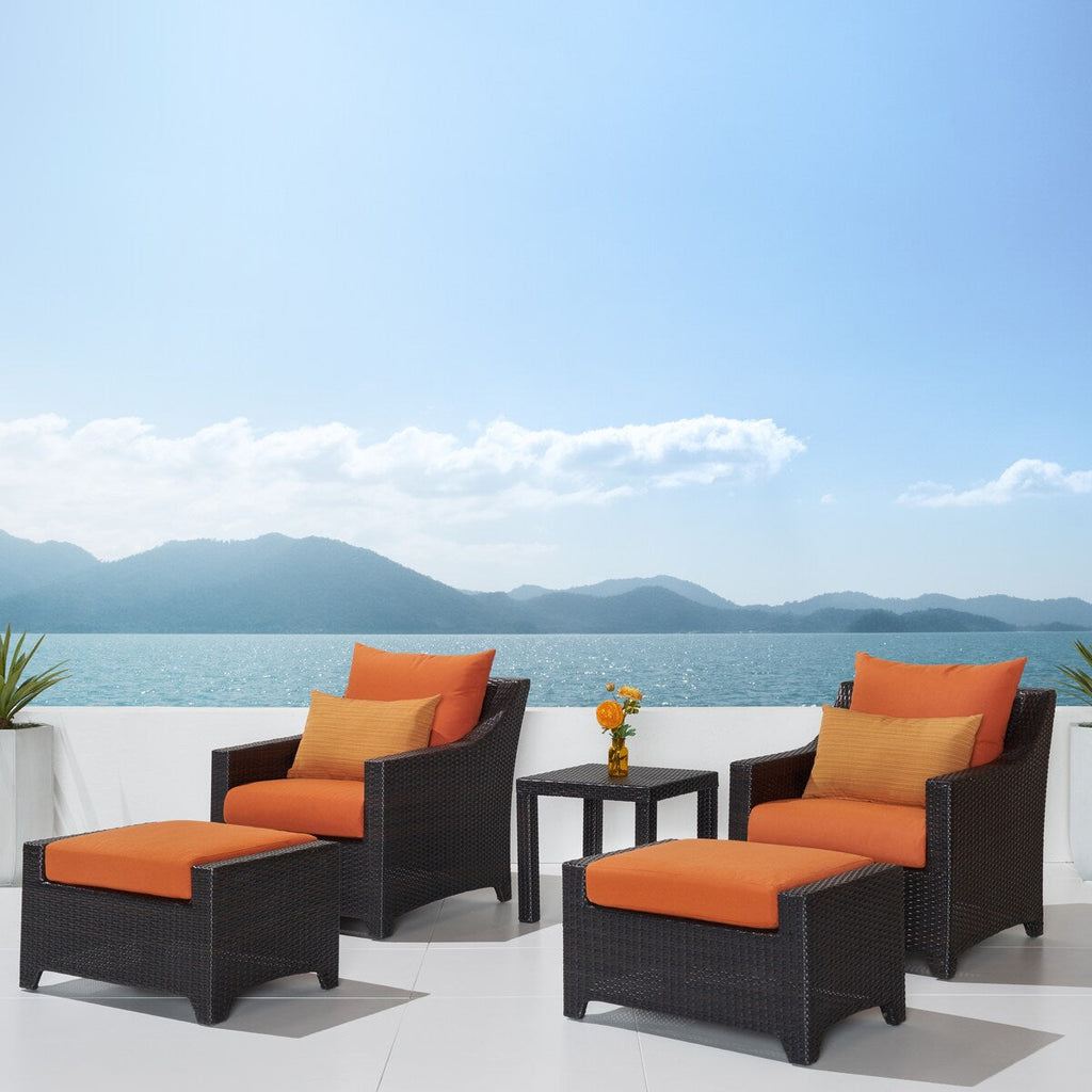 Ensemble de 5 fauteuils club et poufs d'extérieur Deco Sunbrella