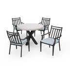 Ensemble de salle à manger d'extérieur Delmar 5 pièces avec table en béton léger par Christopher Knight Home