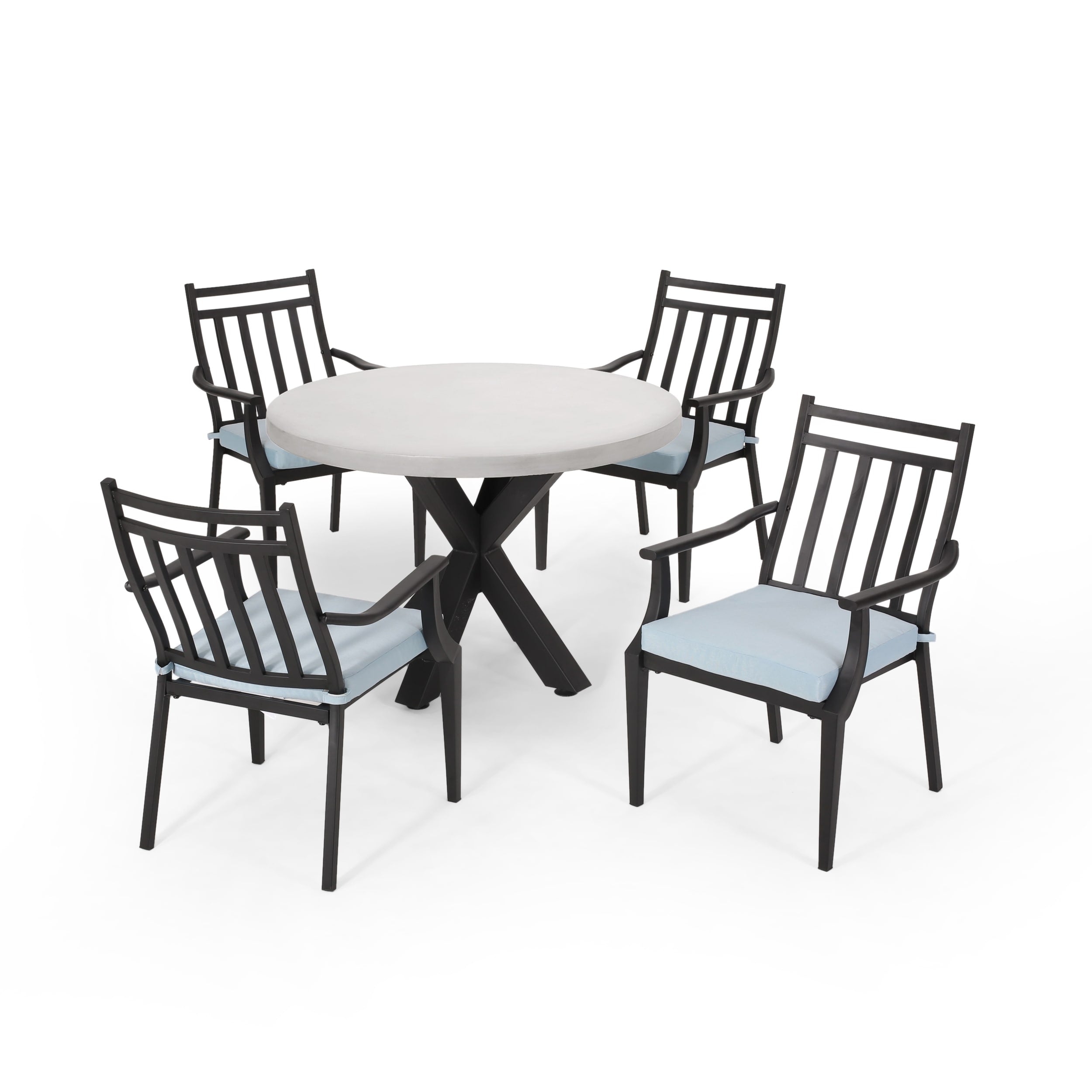 Ensemble de salle à manger d'extérieur Delmar 5 pièces avec table en béton léger par Christopher Knight Home