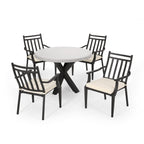 Ensemble de salle à manger d'extérieur Delmar 5 pièces avec table en béton léger par Christopher Knight Home