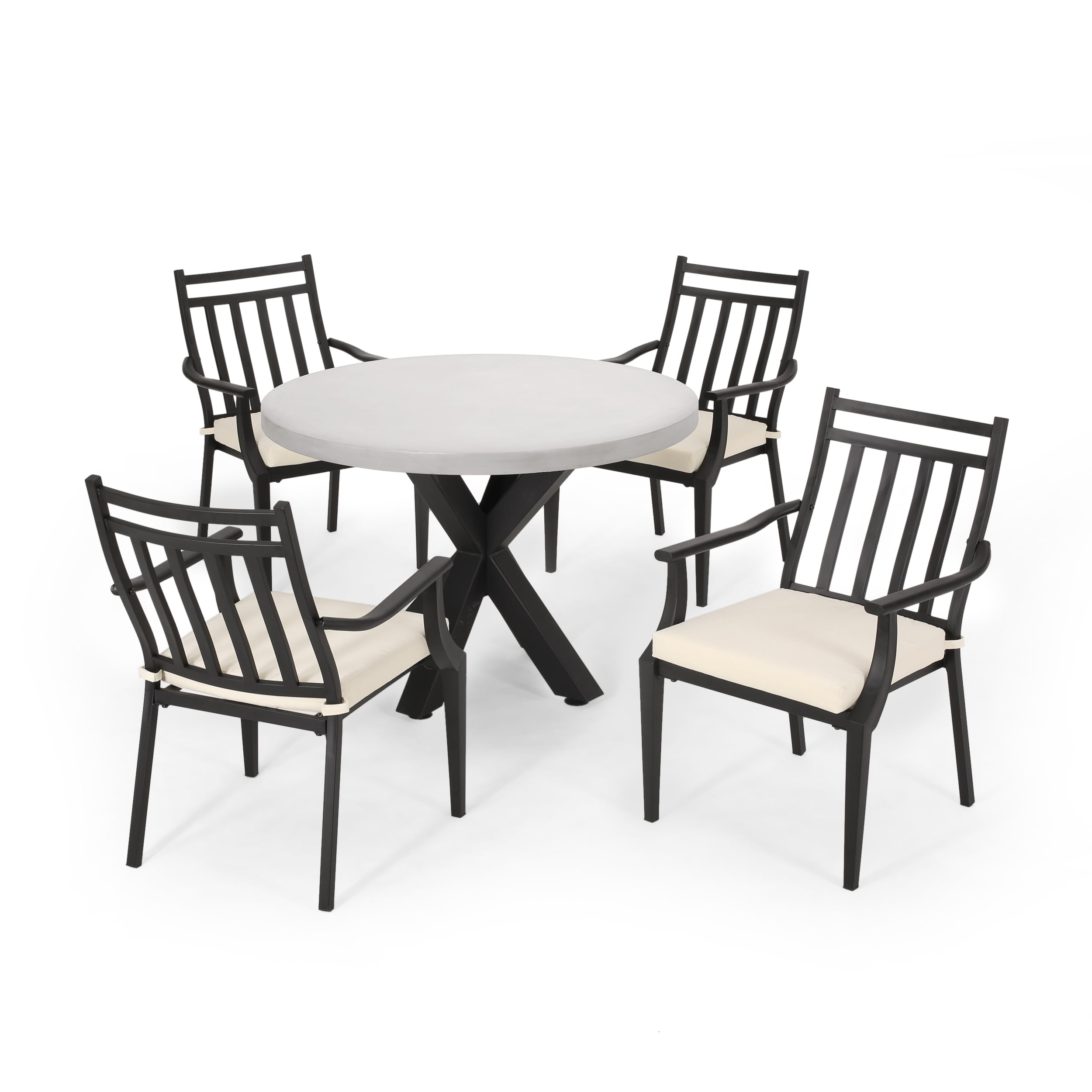 Ensemble de salle à manger d'extérieur Delmar 5 pièces avec table en béton léger par Christopher Knight Home