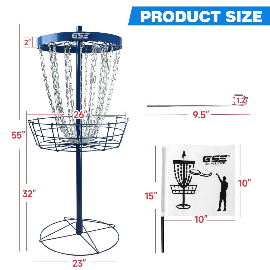 Panier de cibles de disc golf portable de luxe GSE™ à 24 chaînes, paniers d'entraînement PRO Disc Golf