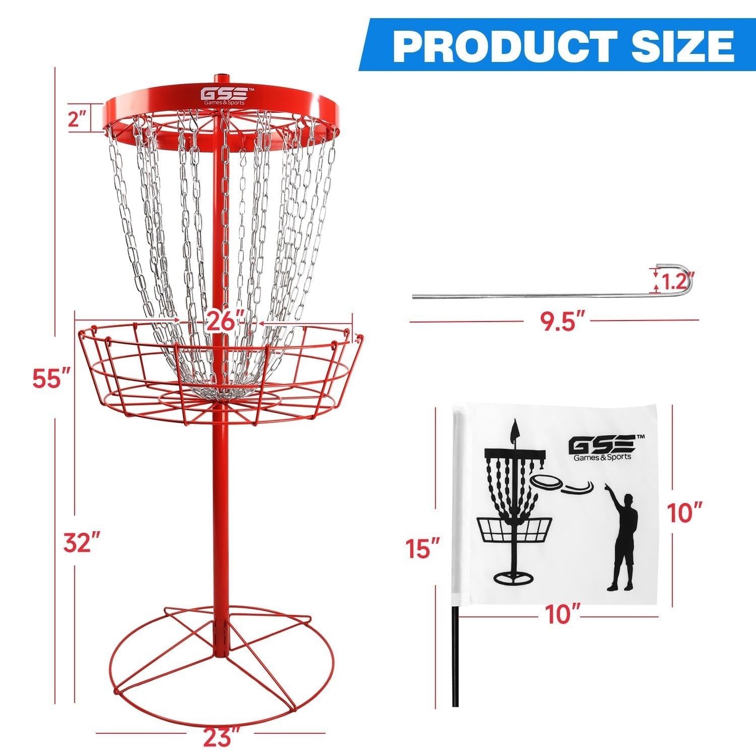 Panier de cibles de disc golf portable de luxe GSE™ à 24 chaînes, paniers d'entraînement PRO Disc Golf
