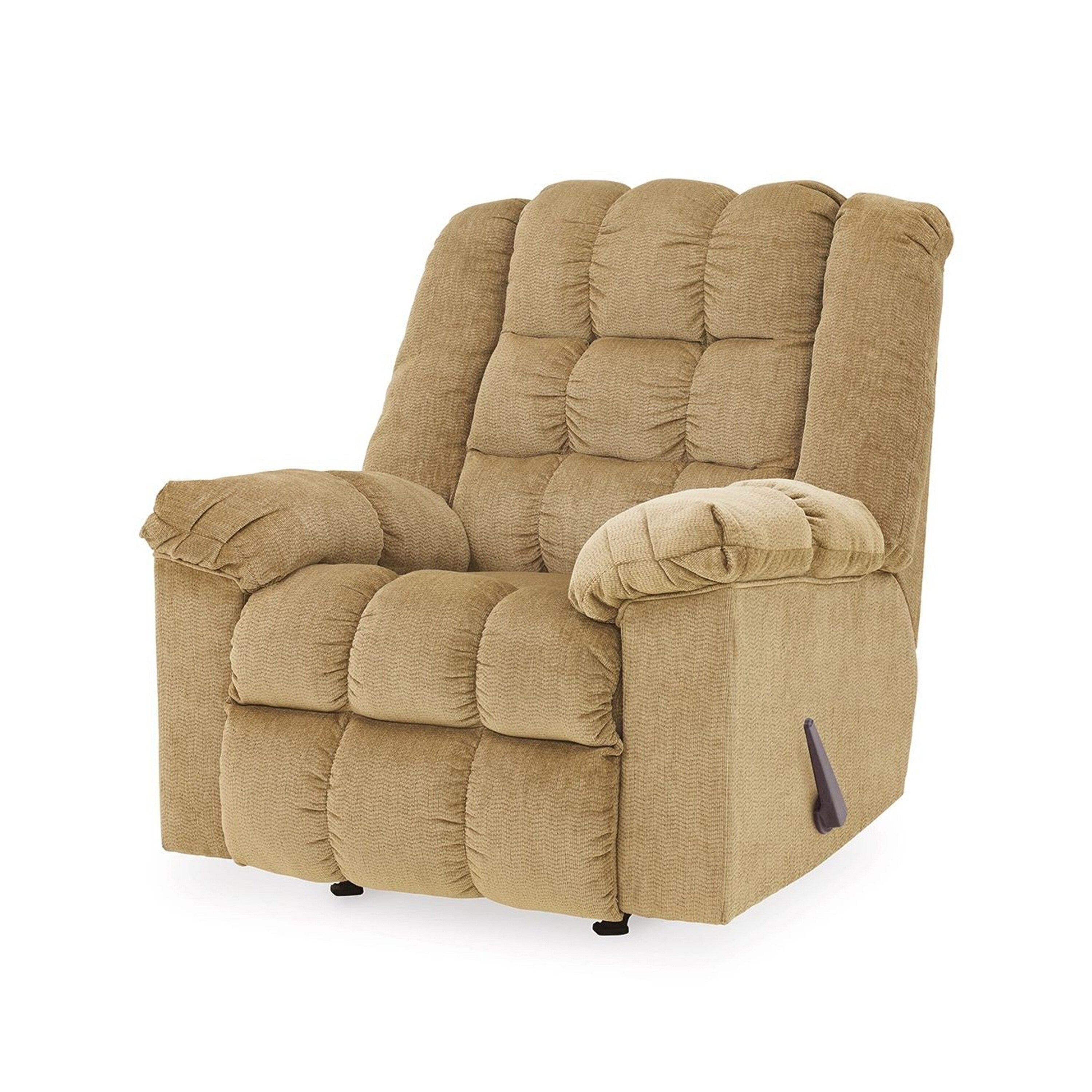 Fauteuil inclinable à bascule Denn, capitonné en mousse moelleuse, polyester brun sable