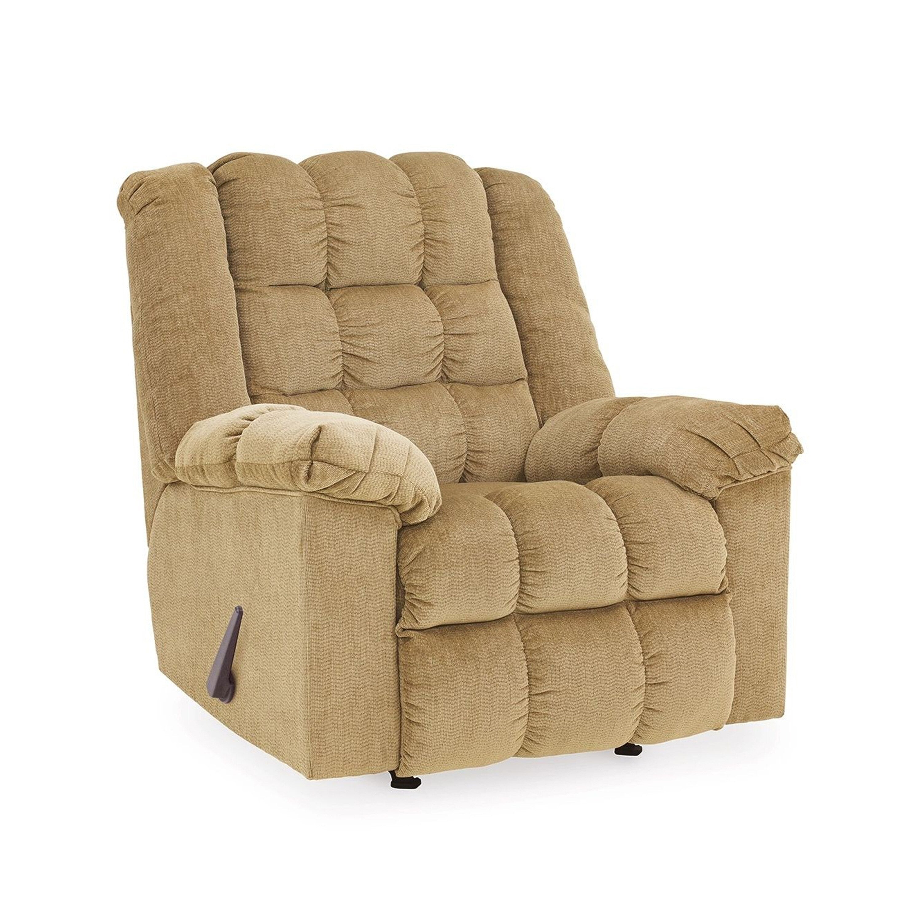 Fauteuil inclinable à bascule Denn, capitonné en mousse moelleuse, polyester brun sable