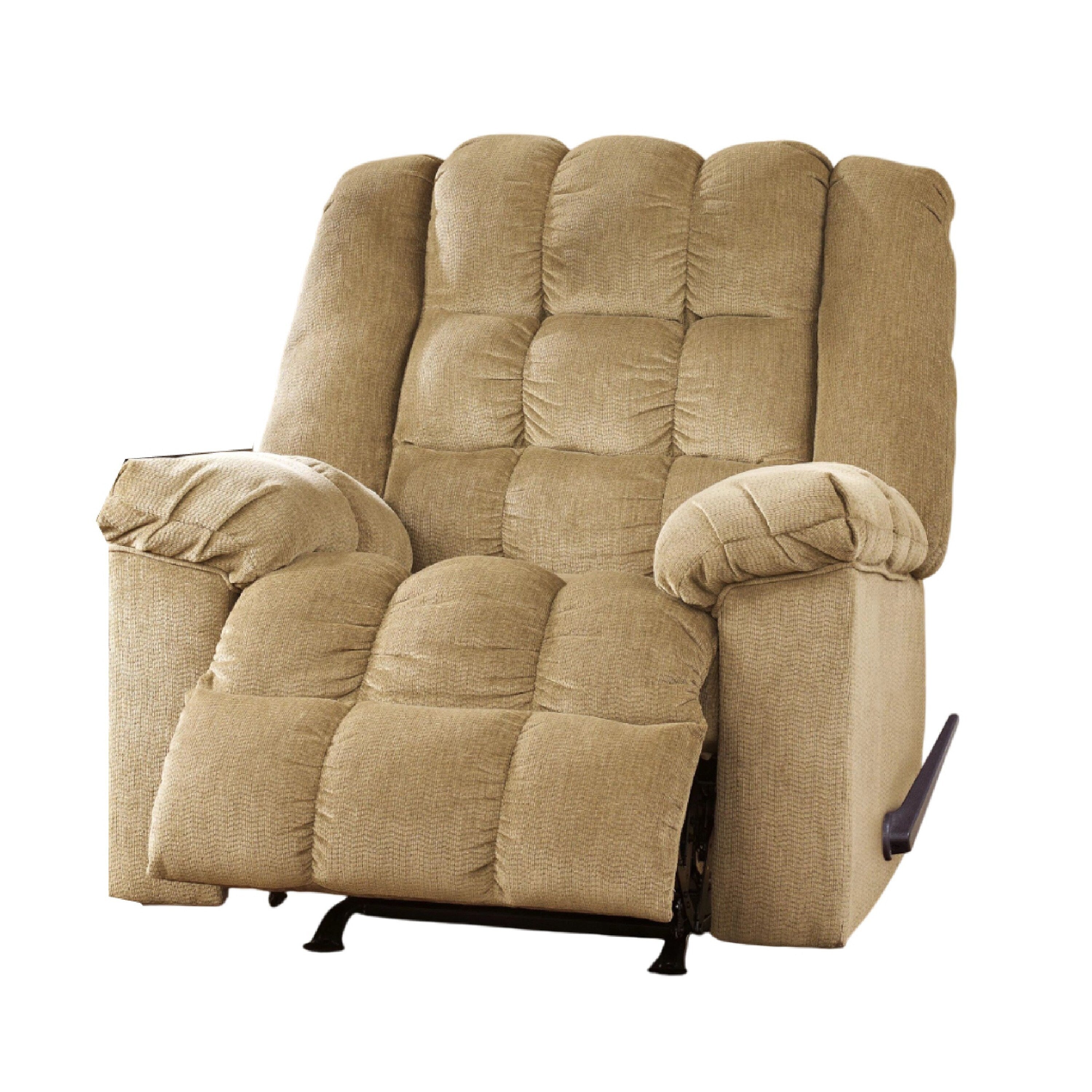 Fauteuil inclinable à bascule Denn, capitonné en mousse moelleuse, polyester brun sable